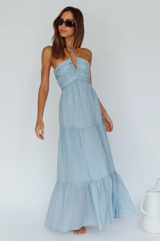 Asiah Halterneck Maxi Dress Ice Blue