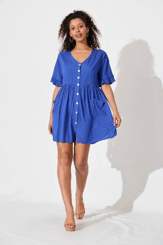 Maybank Smock Dress In Blue